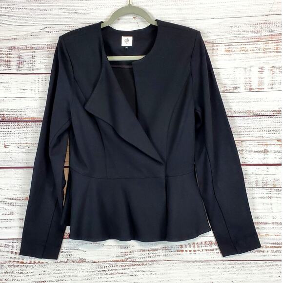 Cabi Black Agency Peplum Ponte Blazer 10 Double Shoulder Pads Career Corpcore - Picture 1 of 16